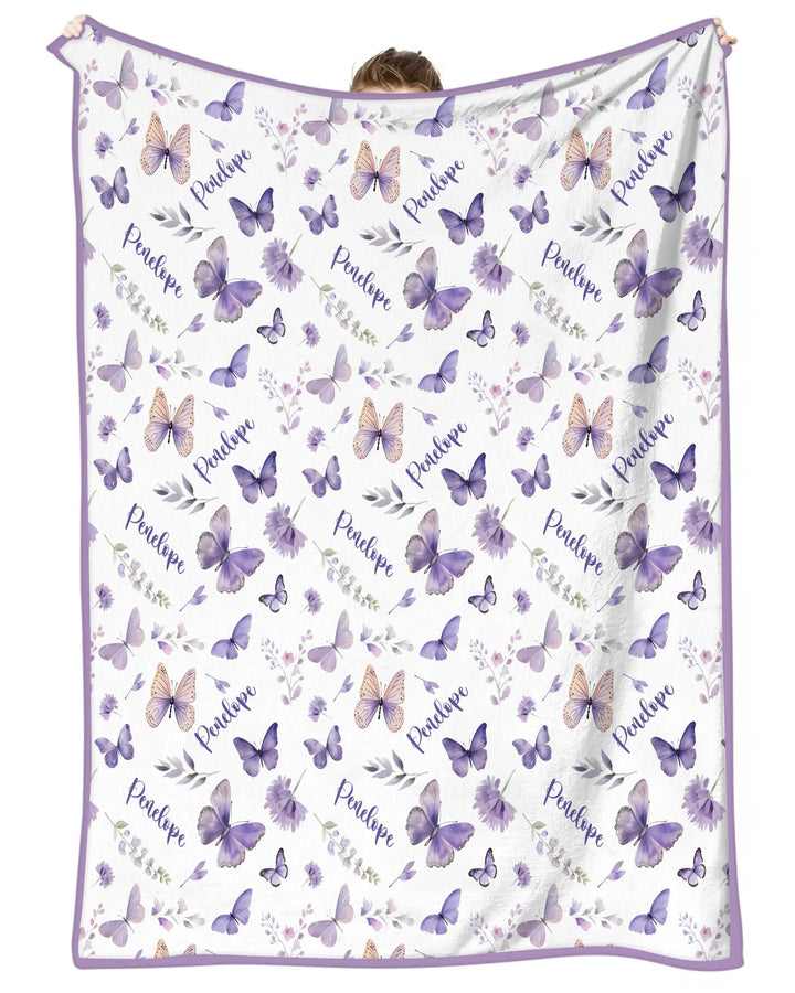 Custom Name Lilac Bloom Bamboo Blanket