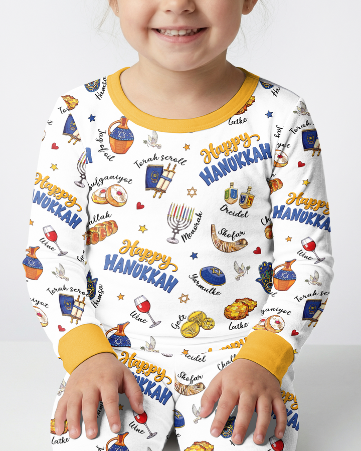 Tis The Season Hanukkah Bamboo Two Piece Long Sleeve Pajama Set