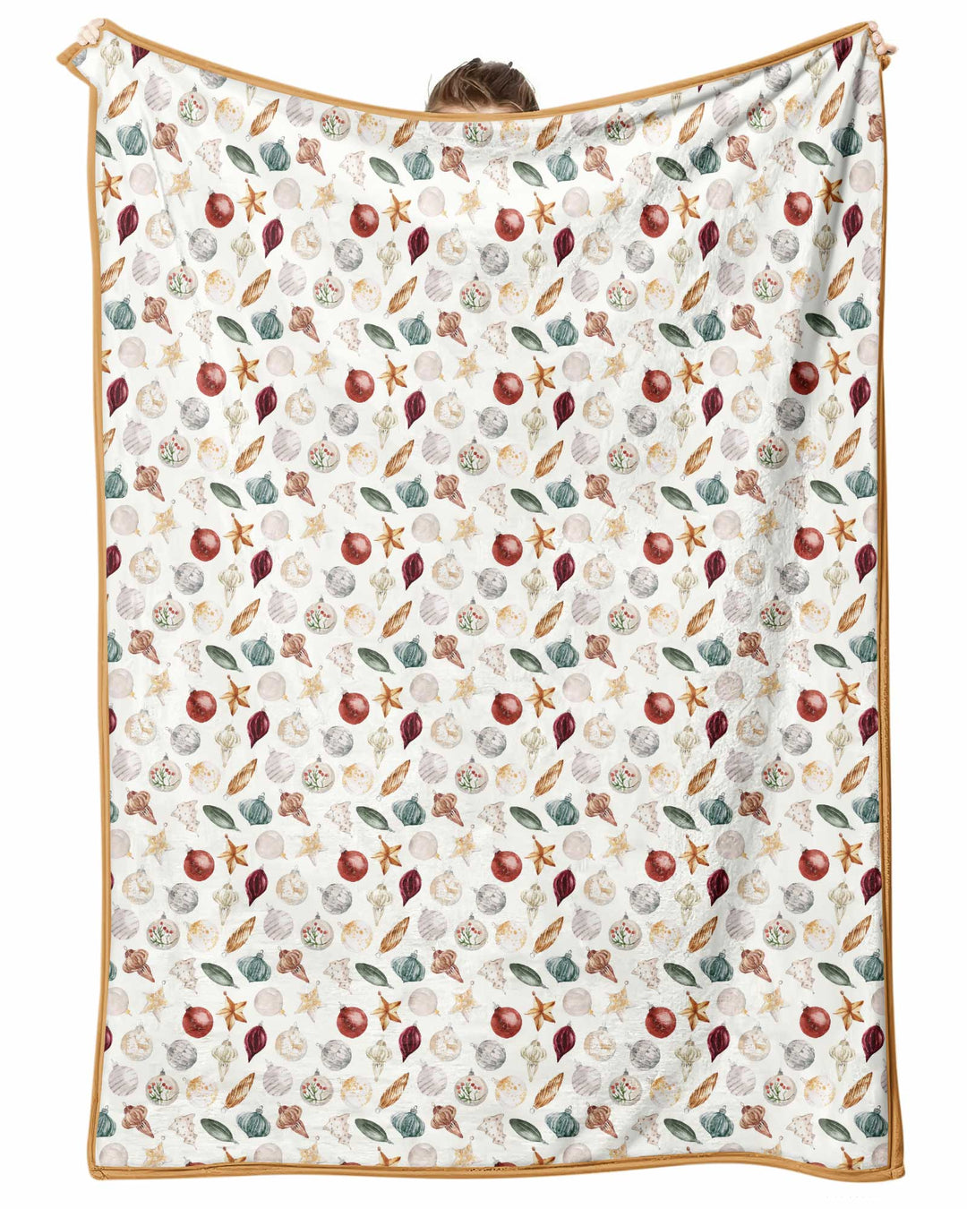Watercolor Christmas Ornaments Bamboo Blanket