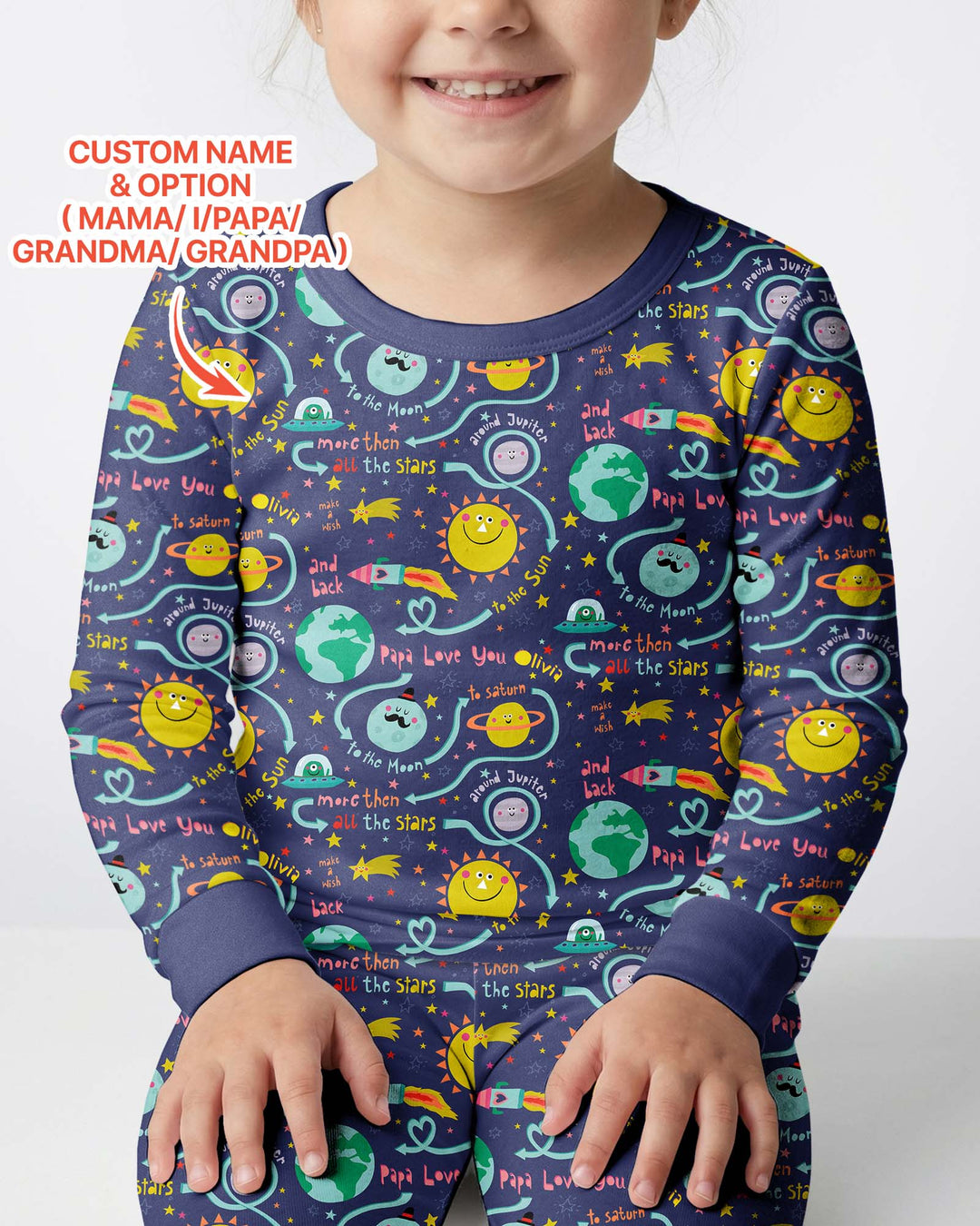 Love to the Moon and Back  Bamboo Two Piece Long Sleeve Pajama Set