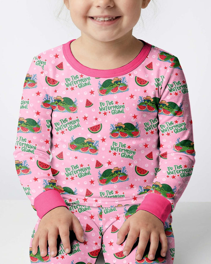Watermelon Turtle Family Matching Bamboo Two Piece Long Sleeve Pajama Set