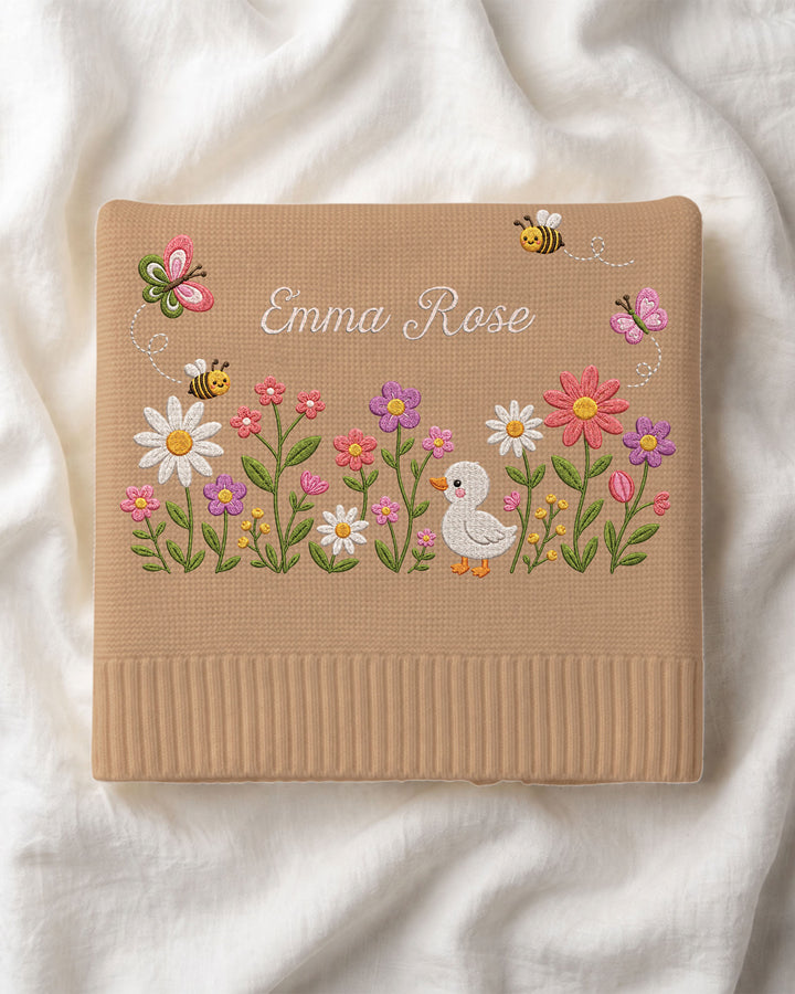 Lovely Floral Embroidered Baby Cotton Blanket
