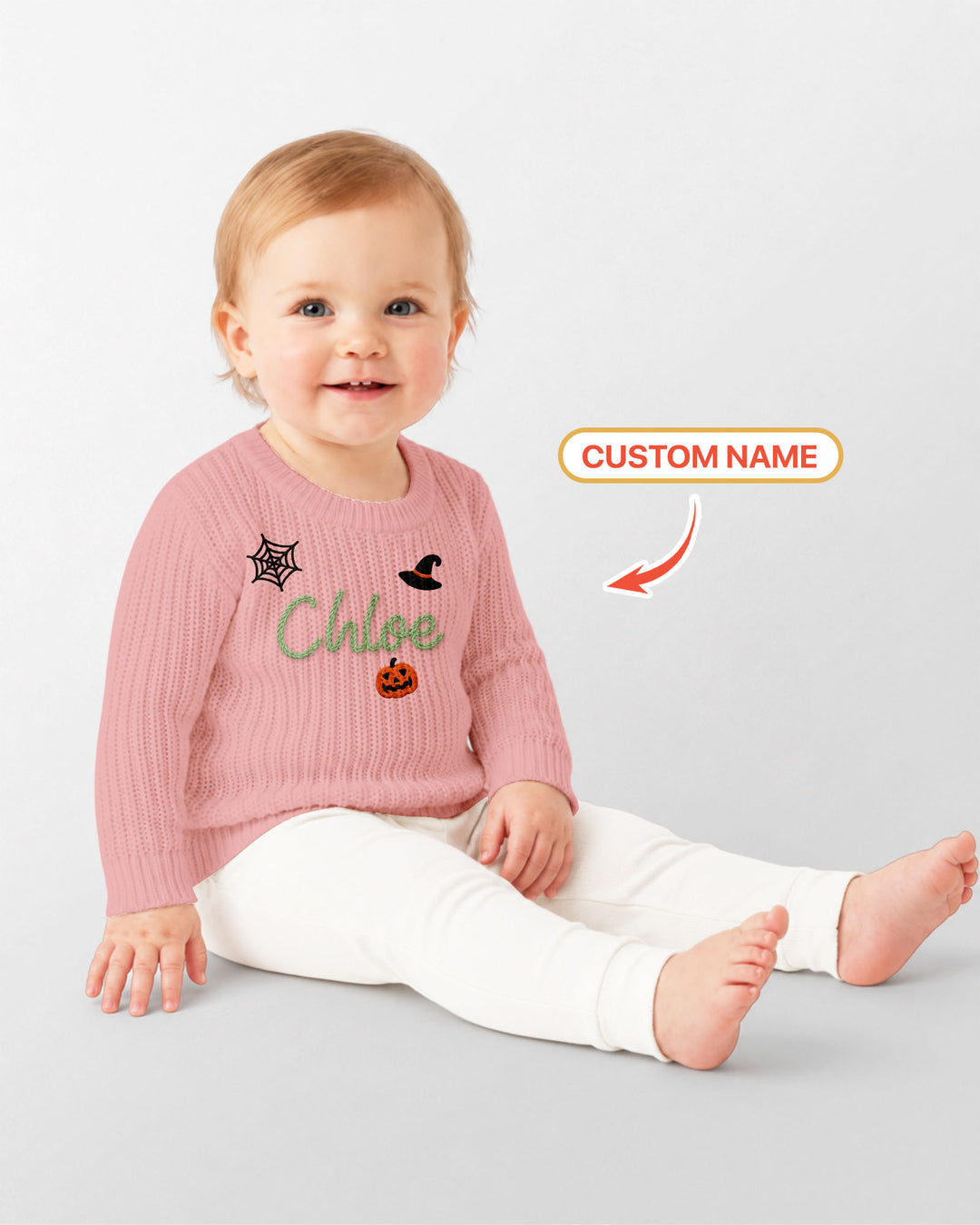 Happy Halloween Embroidered Baby Name Bamboo Knit Sweater Bubble