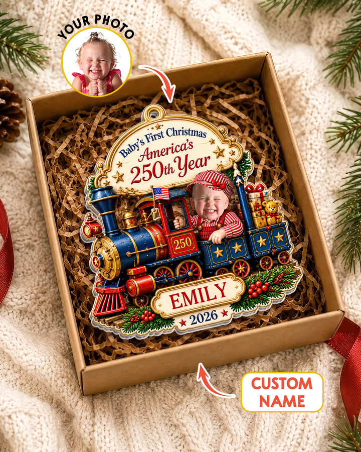 Christmas Train Baby Acrylic Ornament
