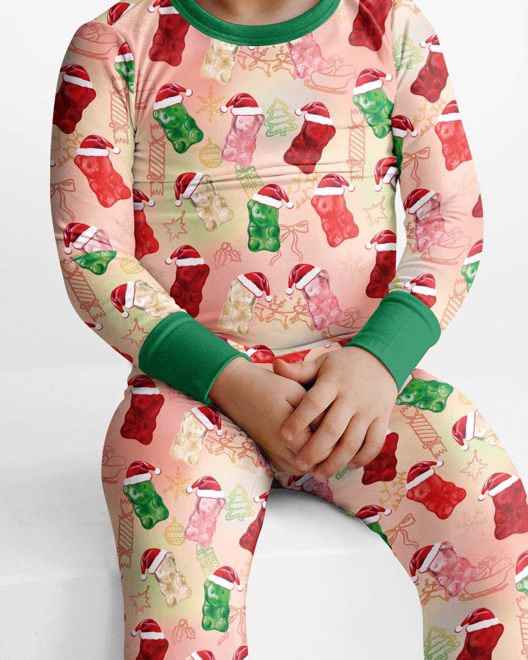 Gummy Bear Santa Christmas Bamboo Two Piece Long Sleeve Pajama Set