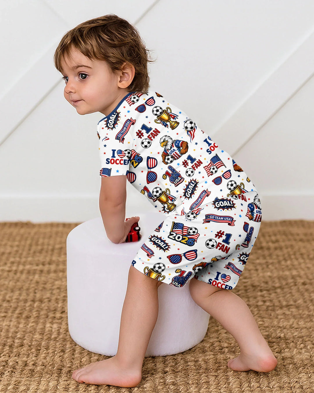 USA Soccer 2026 Party Bamboo Two Piece Short Sleeve Shorts Pajama Set