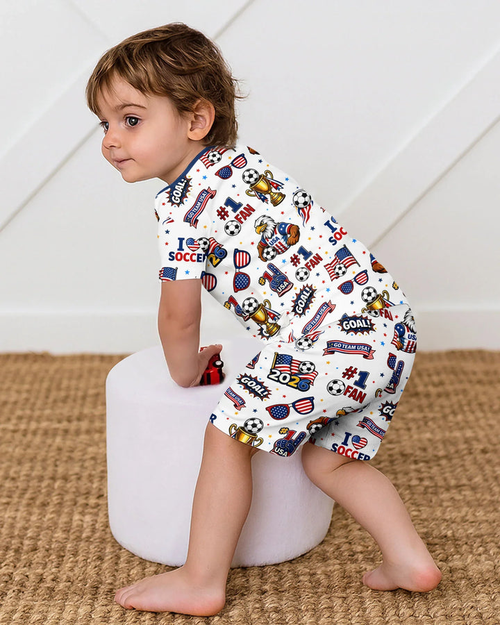 USA Soccer 2026 Party Bamboo Two Piece Short Sleeve Shorts Pajama Set