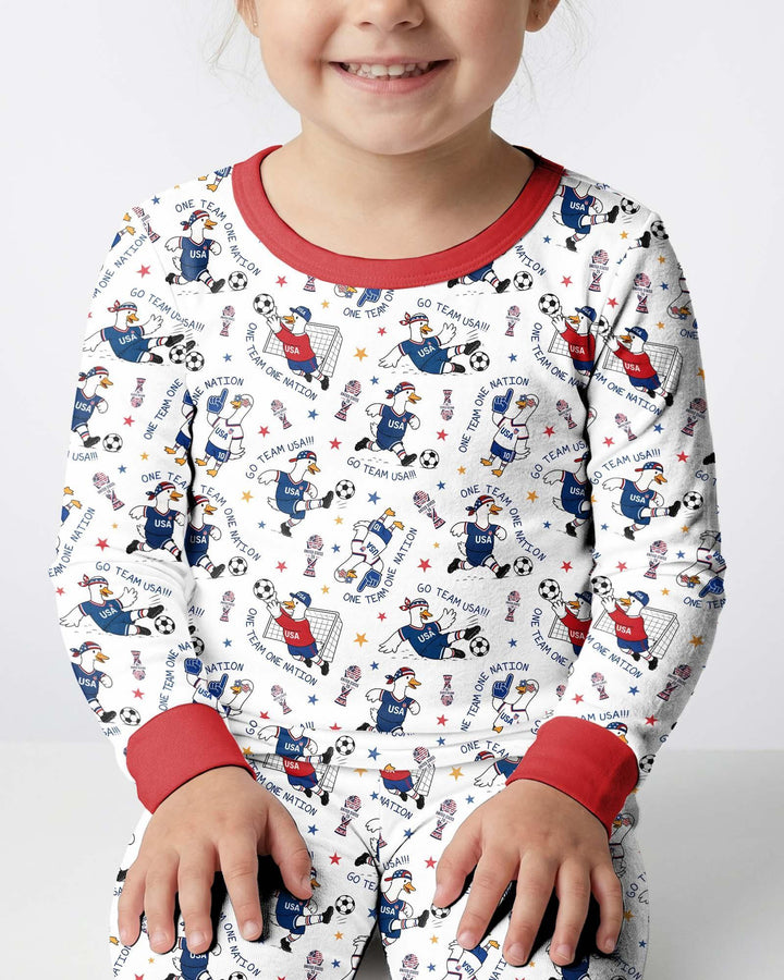 USA Soccer Goose Family Matching Bamboo Two Piece Long Sleeve Pajama Set