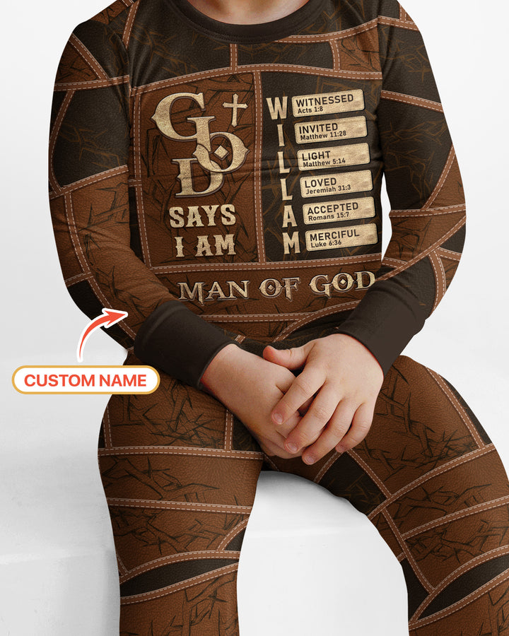 Personalized God Says I Am Letter In Bible Bamboo Two Piece Long Sleeve Pajama Set
