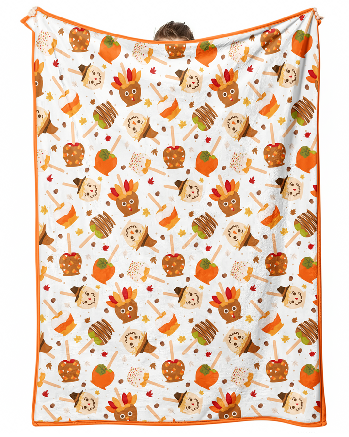 Fall Caramel Apple Family Matching Bamboo Blanket
