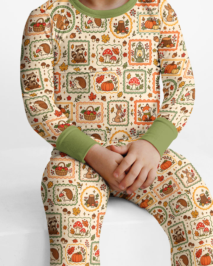 Woodland Animal Fall Bamboo Two Piece Long Sleeve Pajama Set