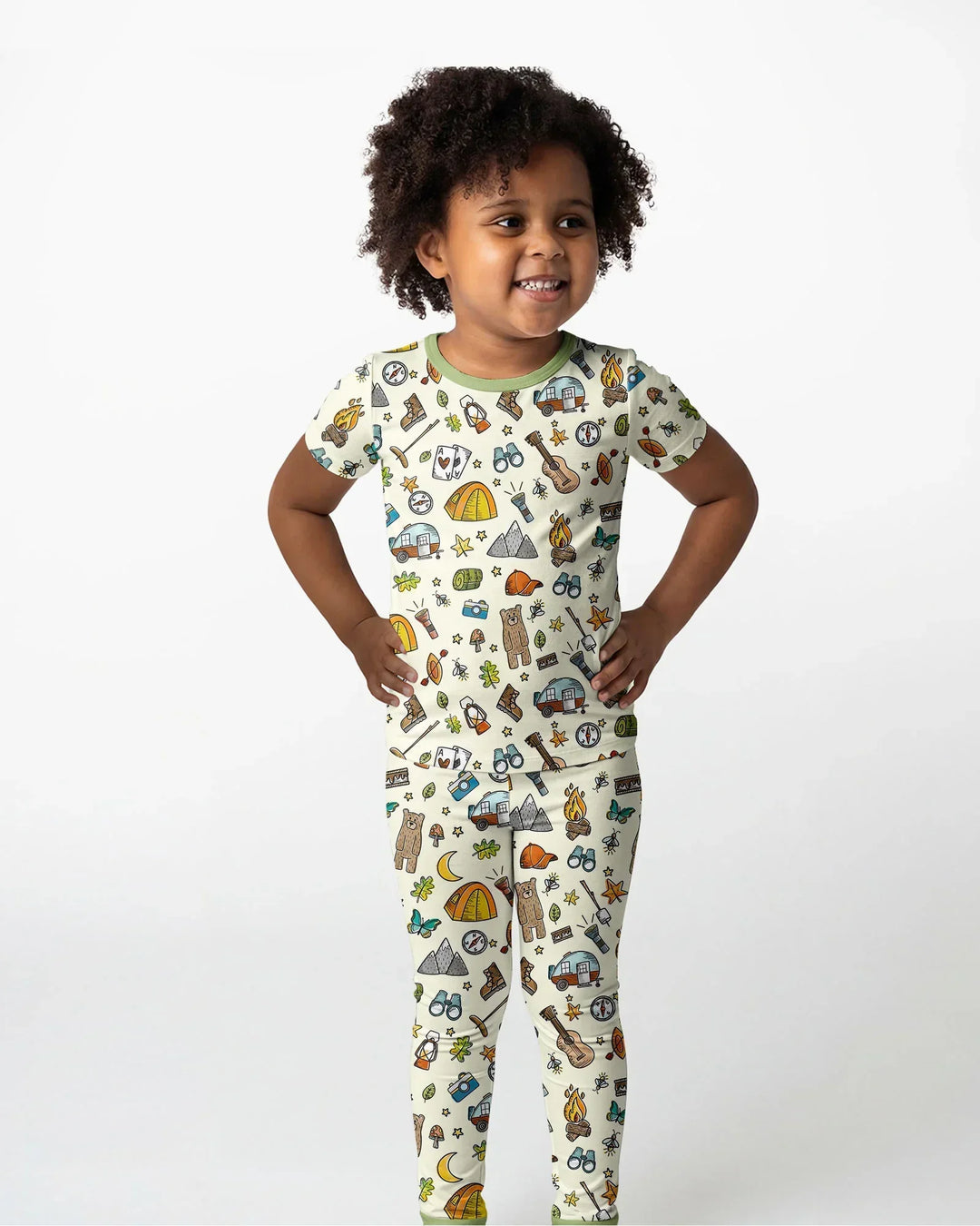 Love Camping Matching Family Bamboo Two Piece Short Sleeve Pajama Set