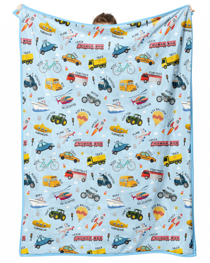 Vehicle Vocabulary Bamboo Blanket