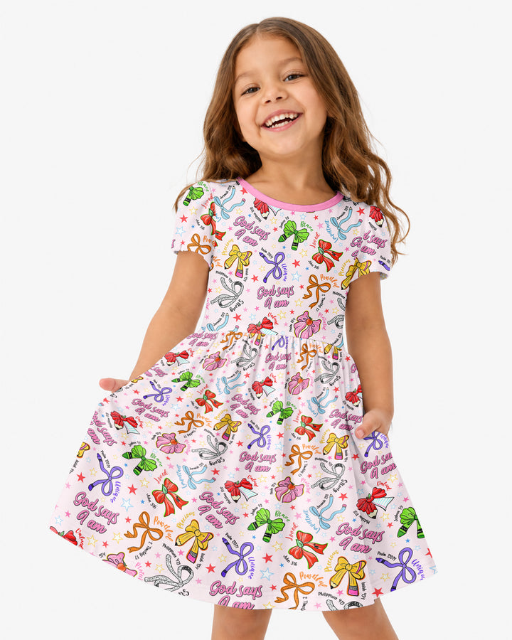 Pencil Bows God Says I Am Bamboo Twirl Dress