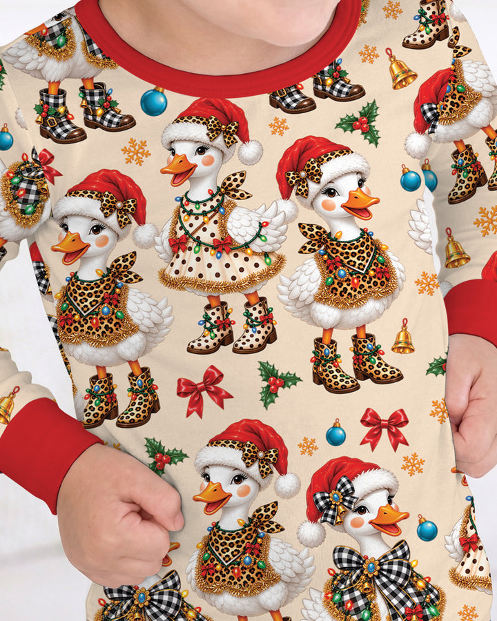 Holly Jolly Cowgirl Ducks Bamboo Two Piece Long Sleeve Pajama Set