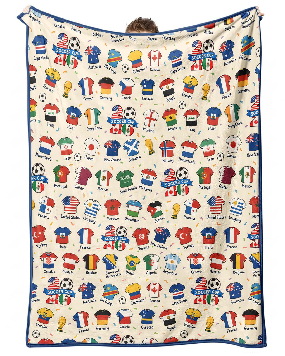 2026 Soccer World Jersey Flag Bamboo Blanket