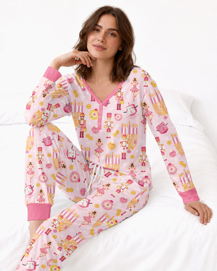 Hanukkah Nutcracker King Family Matching Bamboo Women Pajama Set