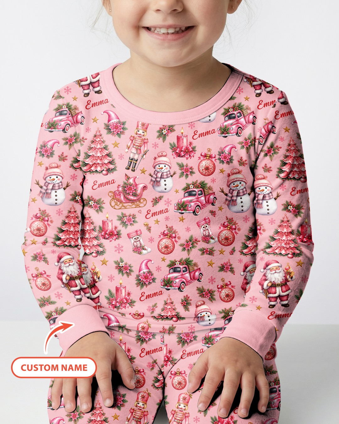 Christmas Tree Pinky Bamboo Two Piece Long Sleeve Pajama Set