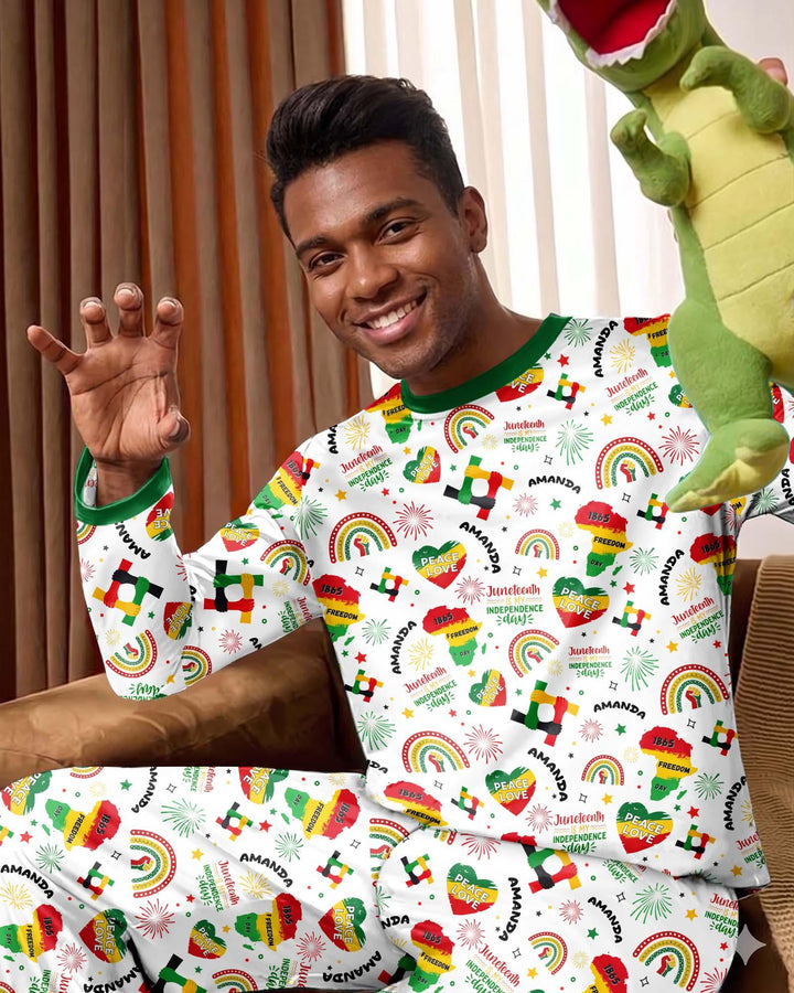 Custom Name Juneteenth Is My Independence Day Bamboo Men's Pajama Set