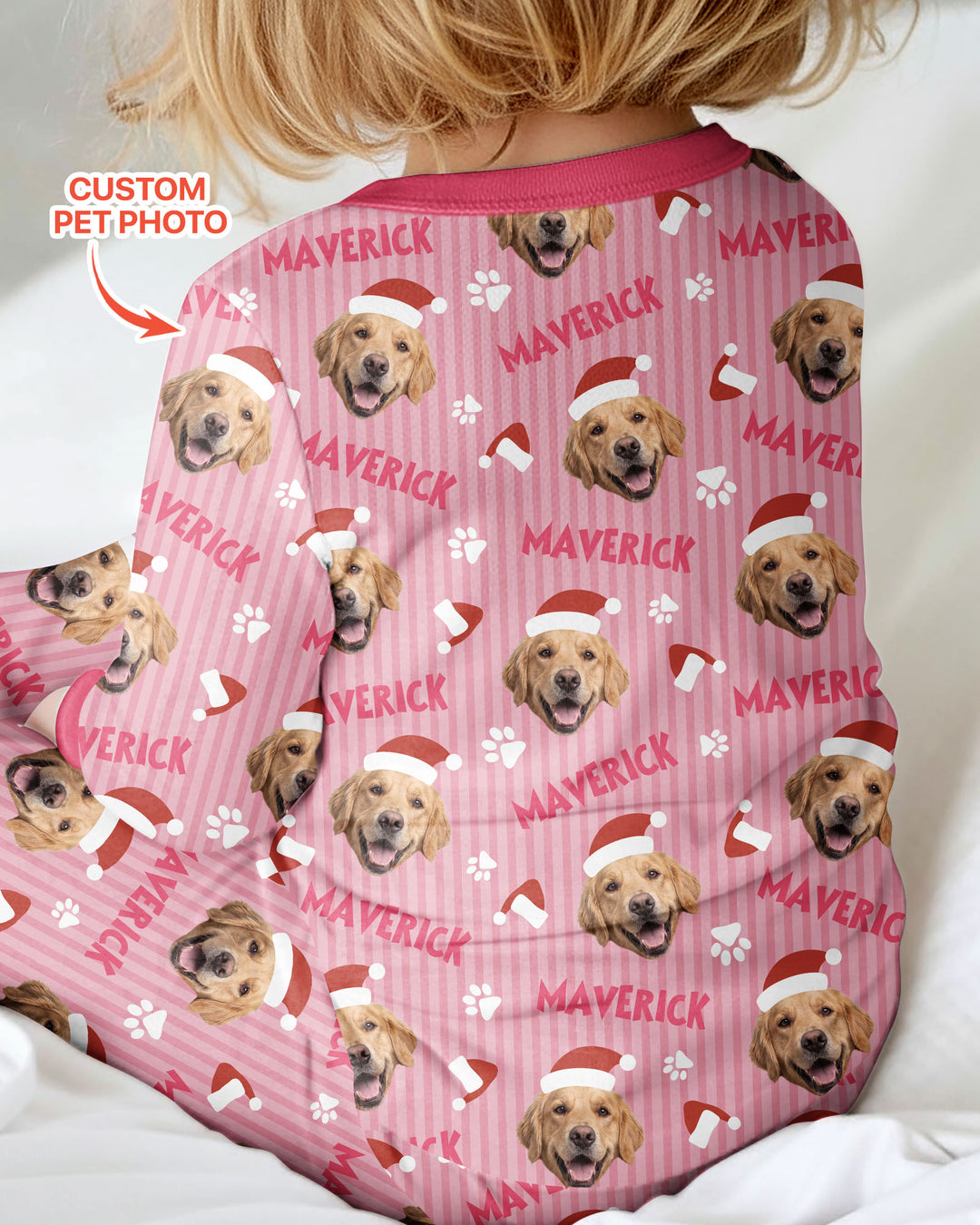 Custom Pet Photo Christmas Paws Stripe Bamboo Convertible Zippy