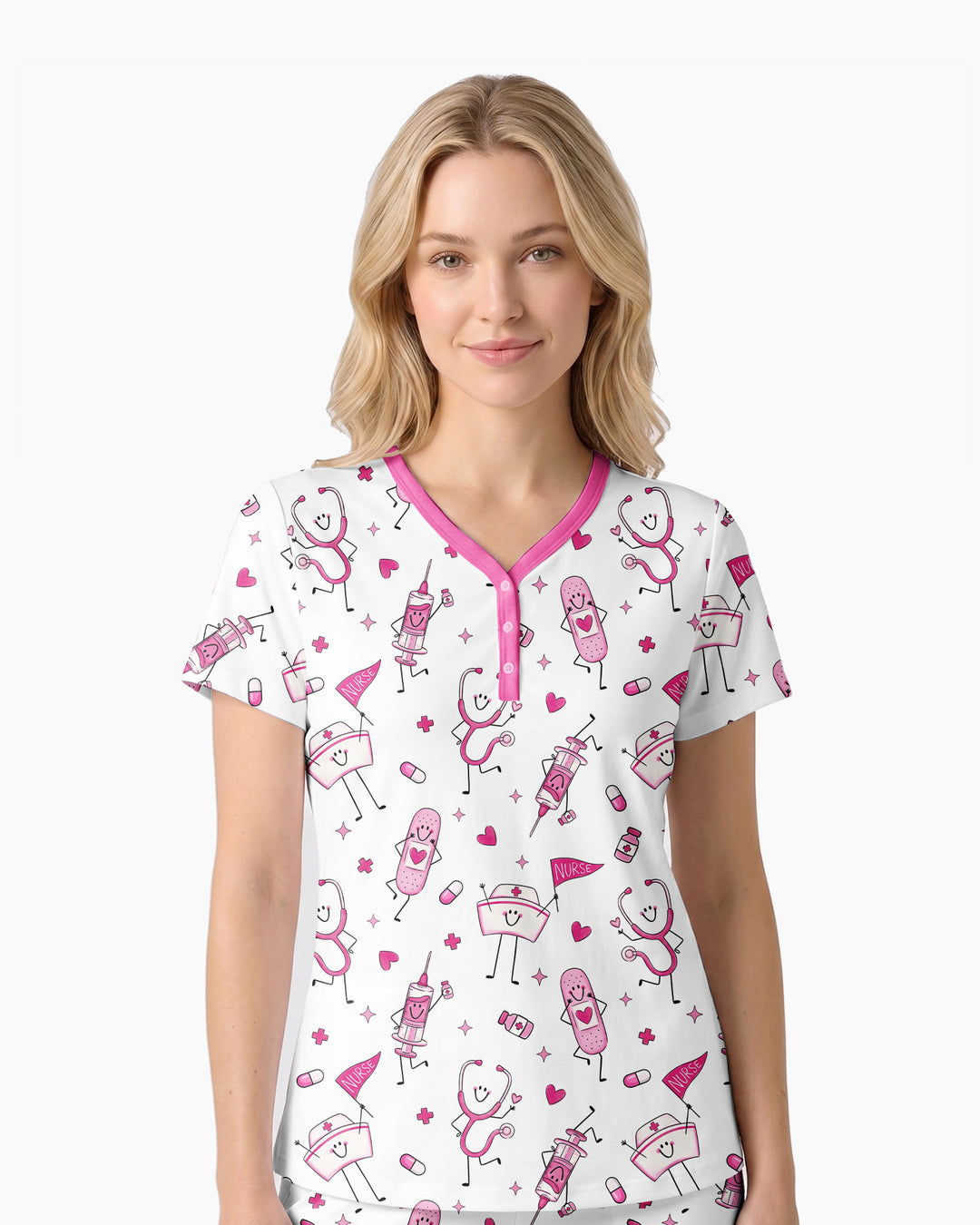 Cute Nurse Crew Bamboo Women Short Sleeve Short Pajama Set