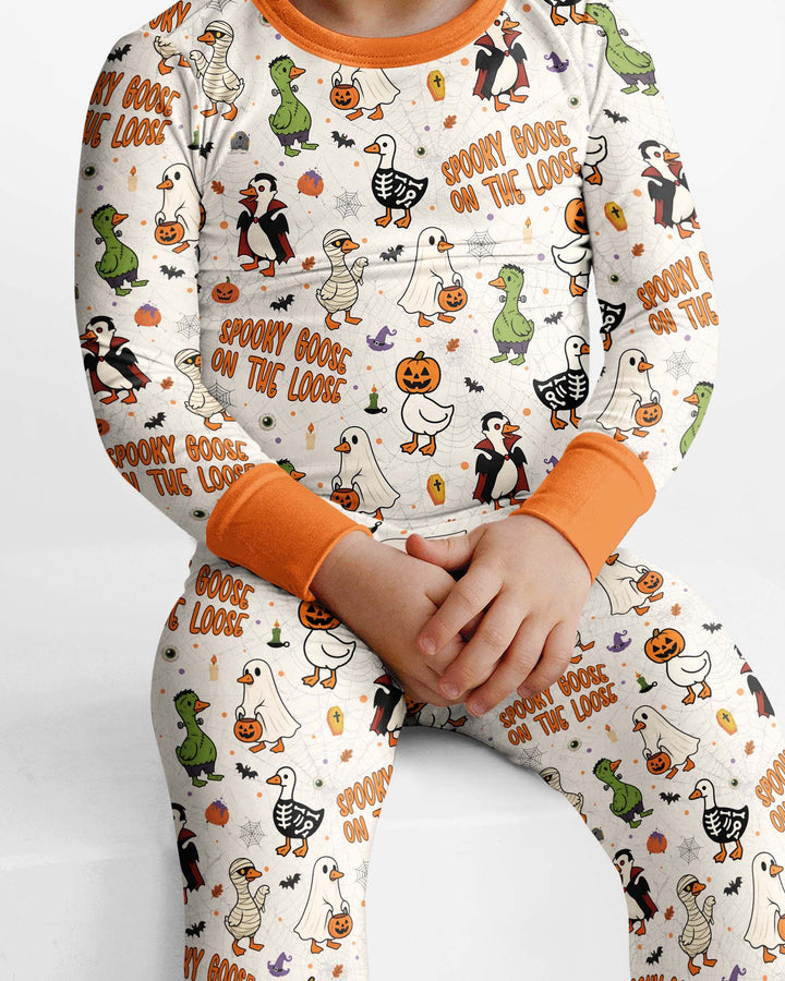 Spooky Goose on the Loose Bamboo Two Piece Long Sleeve Pajama Set