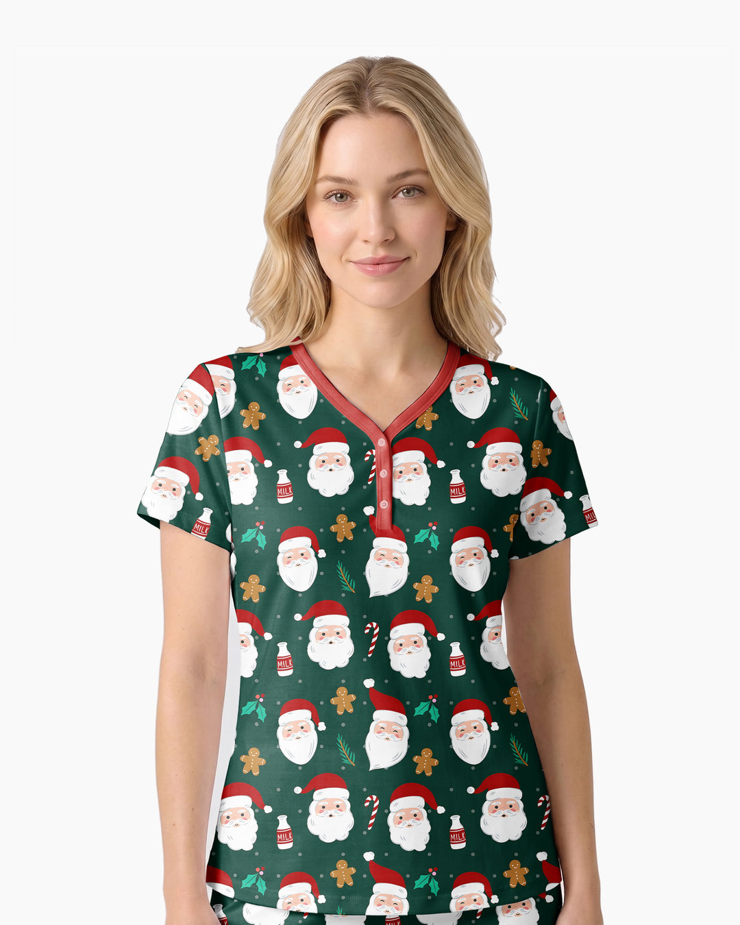 Christmas Sweet Santa Bamboo Women Short Sleeve Short Pajama Set
