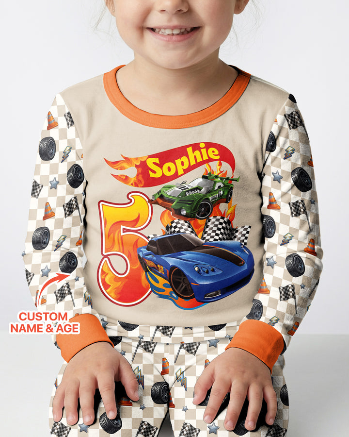 Custom Race Car Bamboo Two Piece Long Sleeve Pajama Set