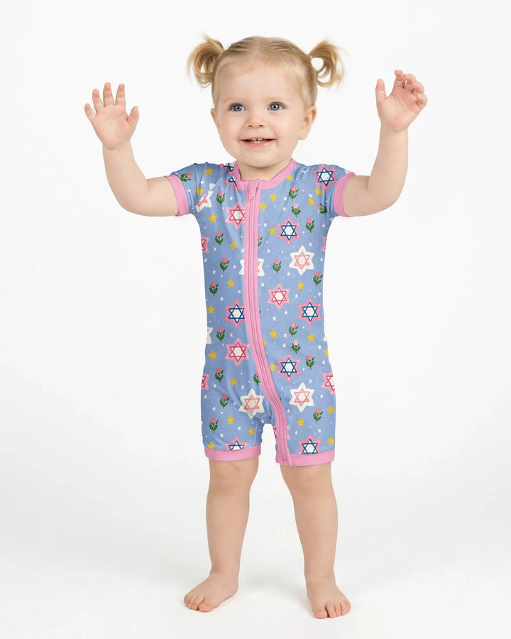 Starry Bloom Blessings Family Matching Bamboo Shorty Zippy