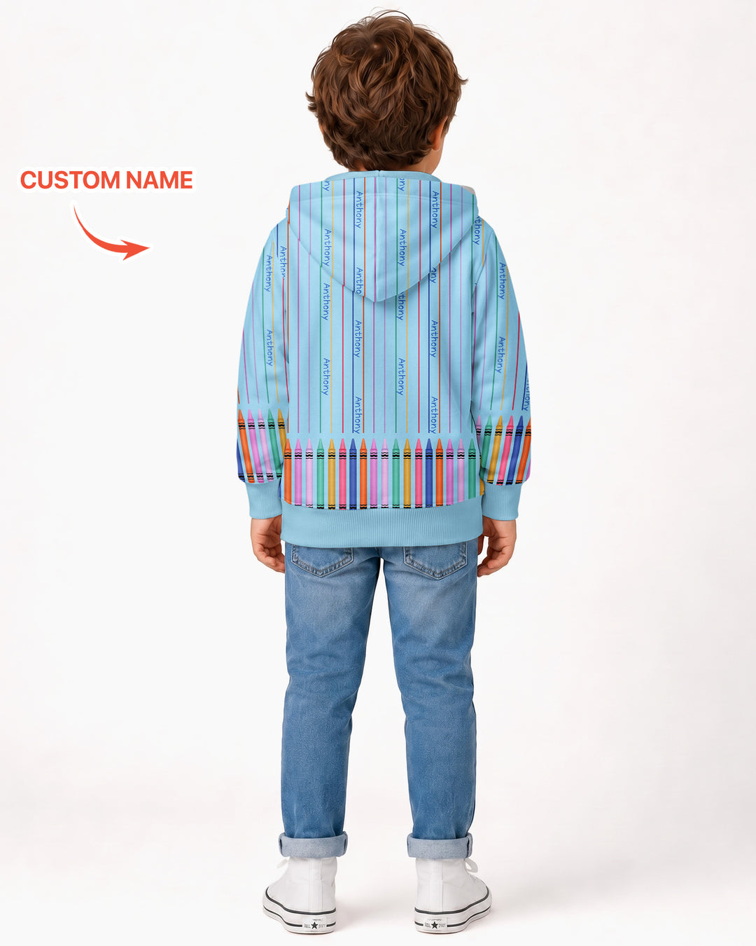 Custom Name Crayon Lines Bamboo Zip Hoodie