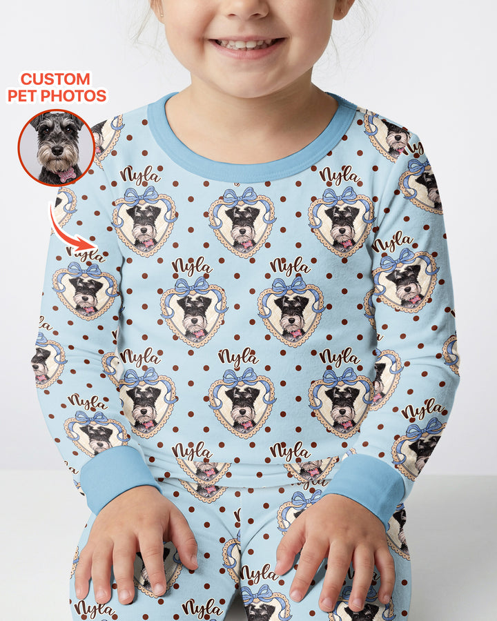 Custom Pet Photo Sweetheart Cameo Bamboo Two Piece Long Sleeve Pajama Set