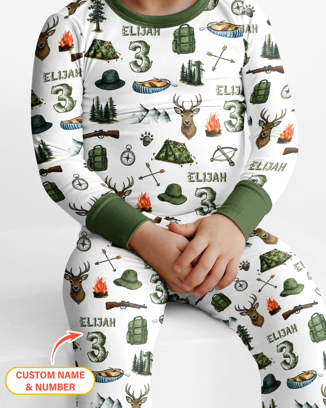 Personalized Birthday Camper Bamboo Two Piece Long Sleeve Pajama Set
