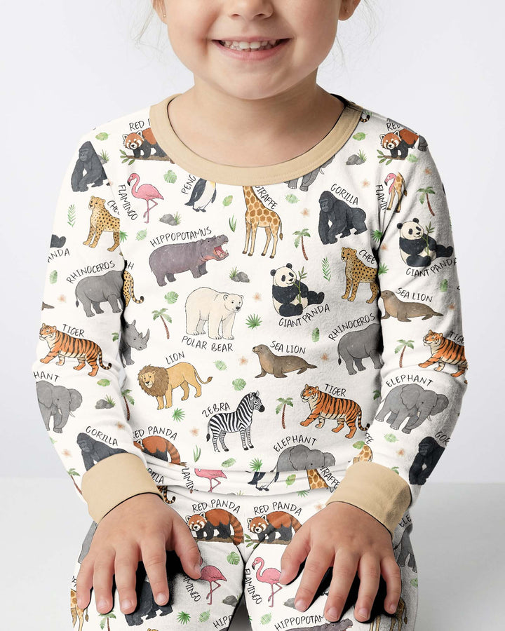 Safari Animals Bamboo Two Piece Long Sleeve Pajama Set