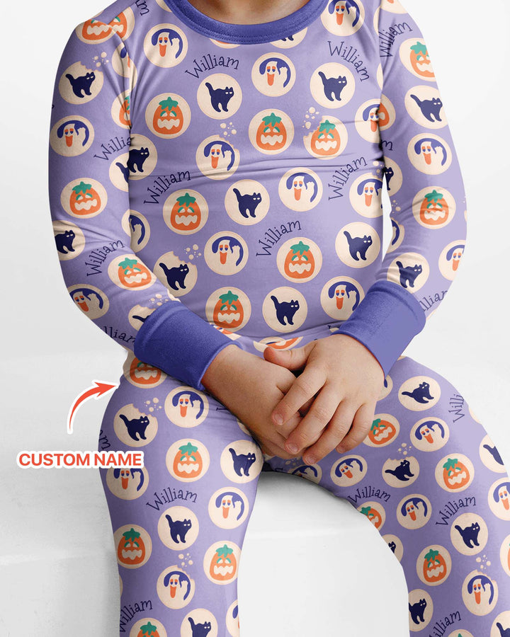Boo Crew Custom Name Bamboo Two Piece Long Sleeve Pajama Set