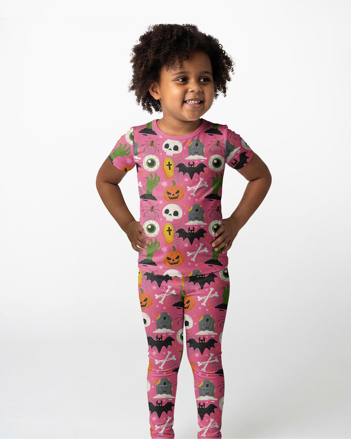 Little Monsters Bamboo Two Piece Short Sleeve Pyjamas Set For Haloween