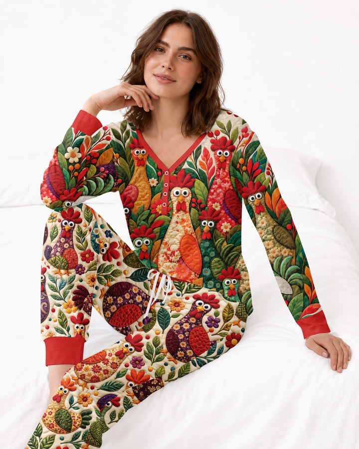 Funny Chicken Bamboo Women Pajama Set