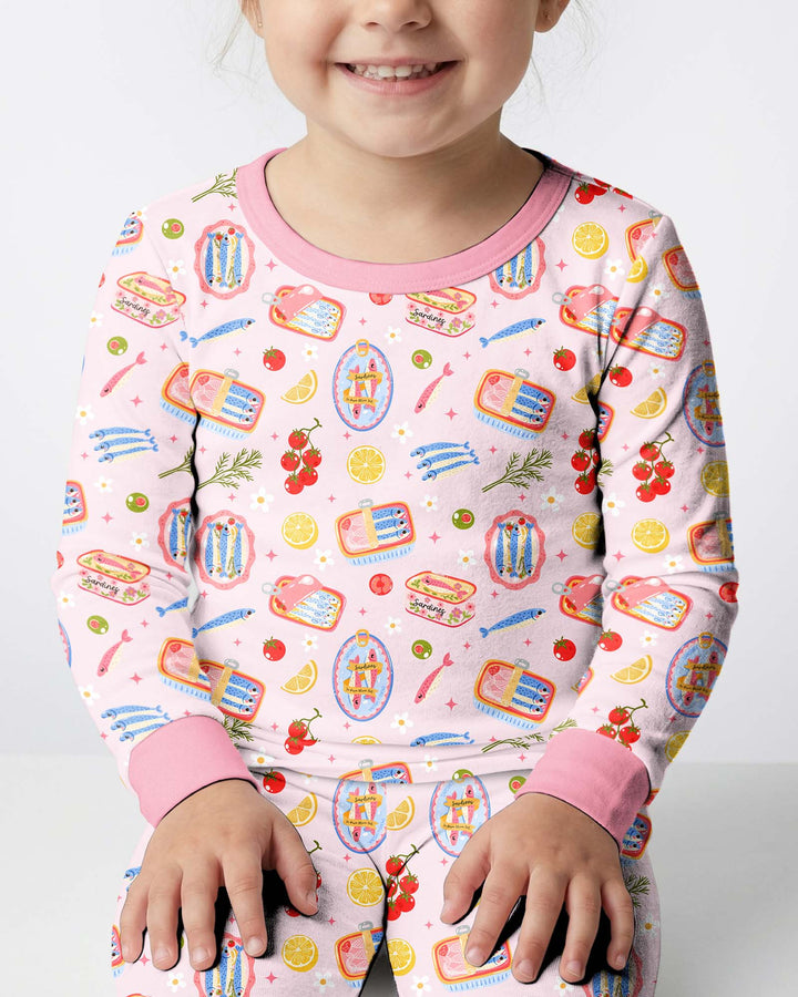 Preppy Sardines Bamboo Two Piece Long Sleeve Pajama Set