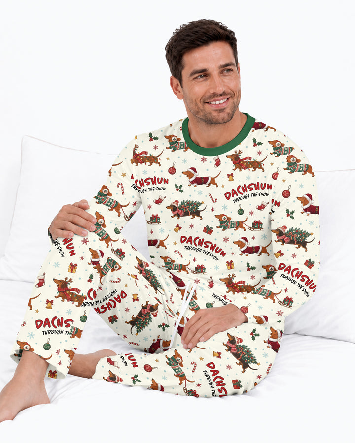 Dachshund Through The Snow Bamboo Men's Pajama Set