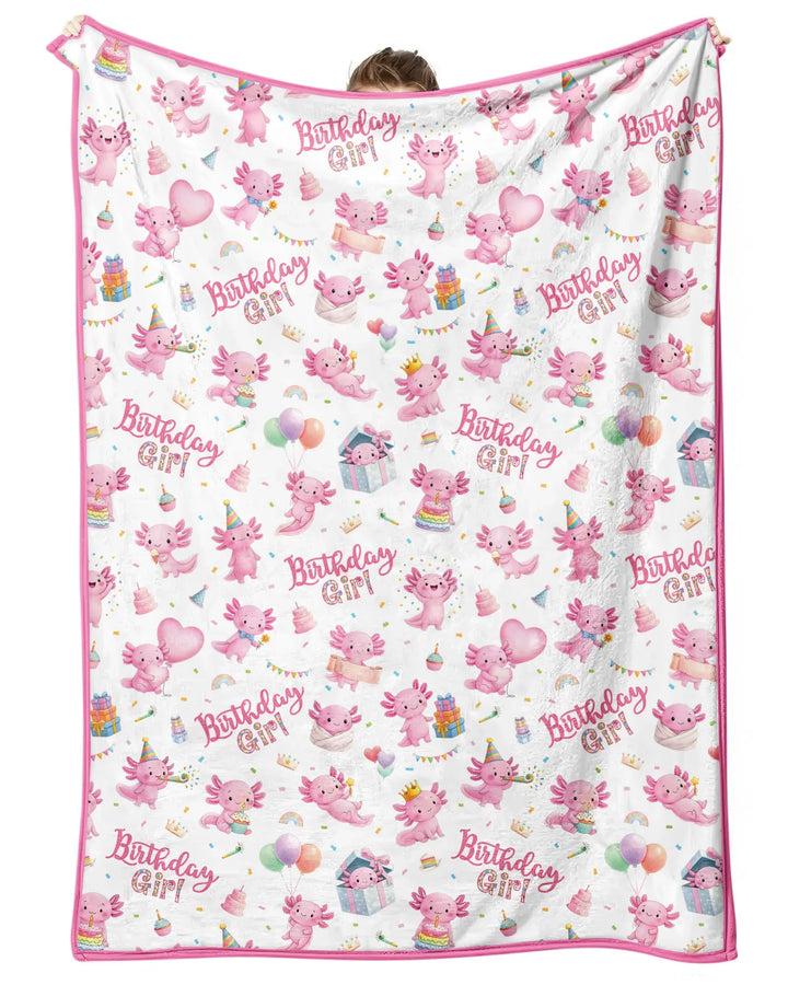 Cute Axolotl Birthday Girl Bamboo Blanket