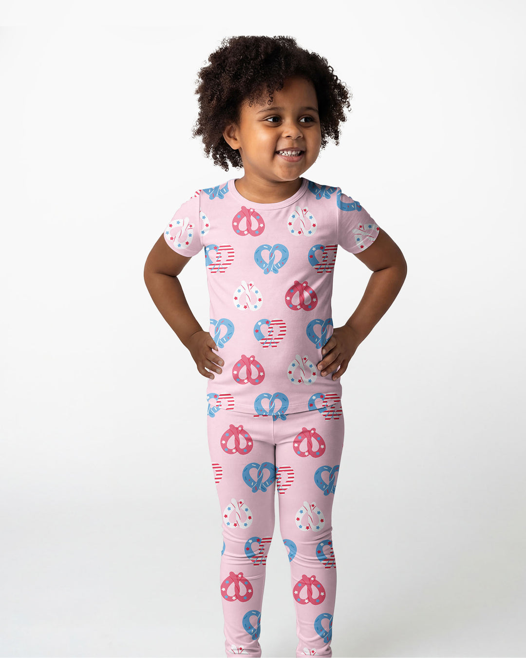 4th of July Pretzel  Bamboo Two Piece Short Sleeve Pajama Set