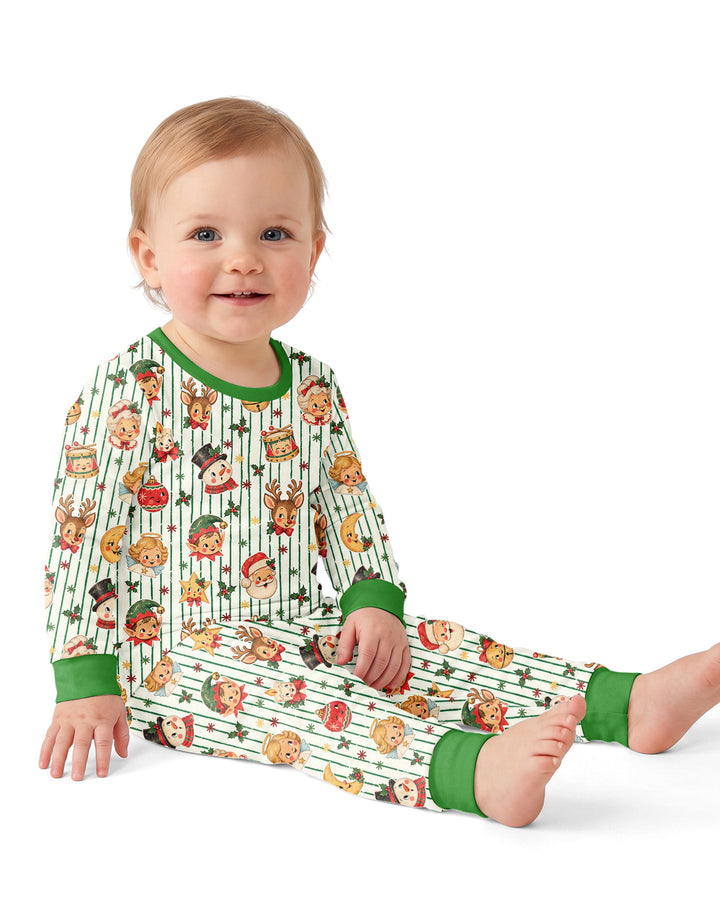 Vintage Christmas Bamboo Two Piece Long Sleeve Pajama Set