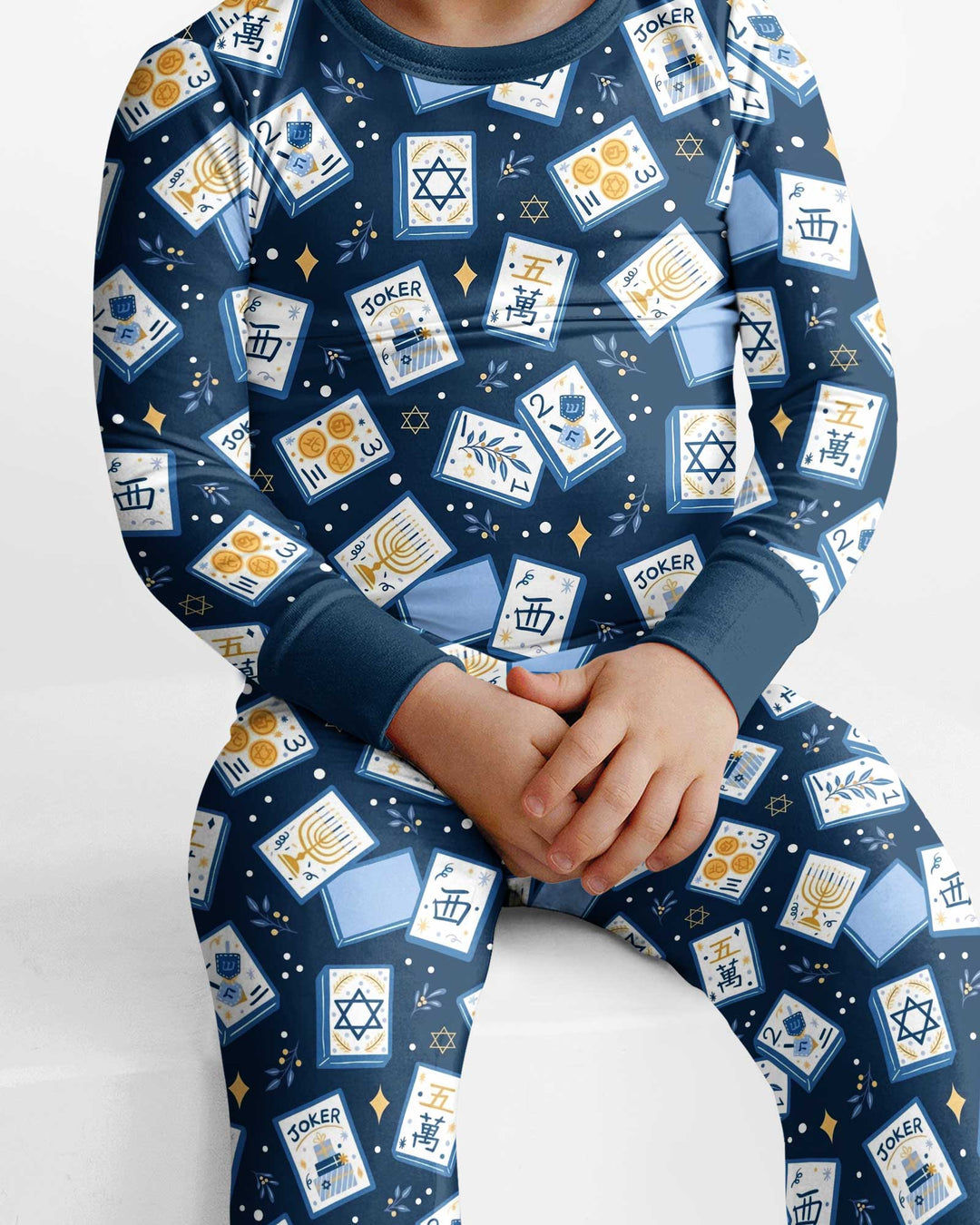 Mahjong Tov Hanukkah Family Matching Bamboo Two Piece Long Sleeve Pajama Set