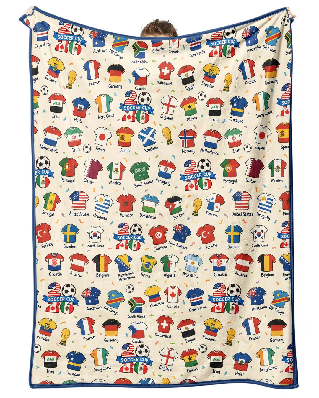 2026 Soccer World Jersey Flag Bamboo Blanket