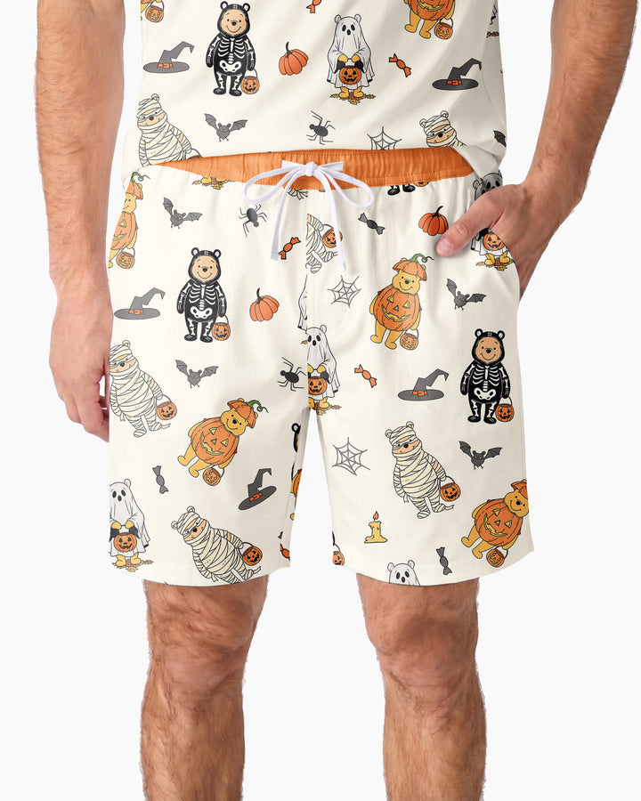 Retro Trick Or Treat Bamboo Men Short Sleeve Short Pajama Set
