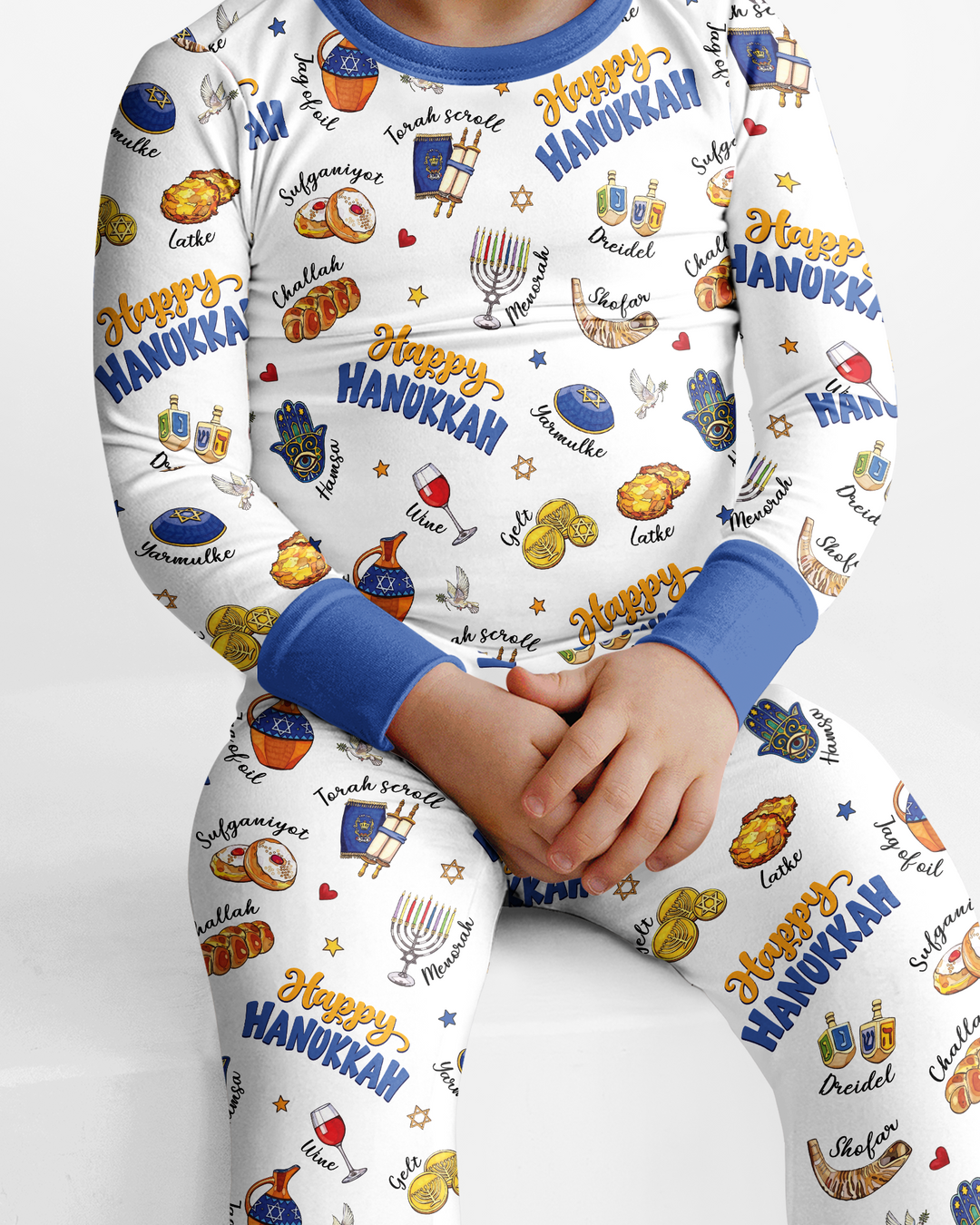 Tis The Season Hanukkah Bamboo Two Piece Long Sleeve Pajama Set