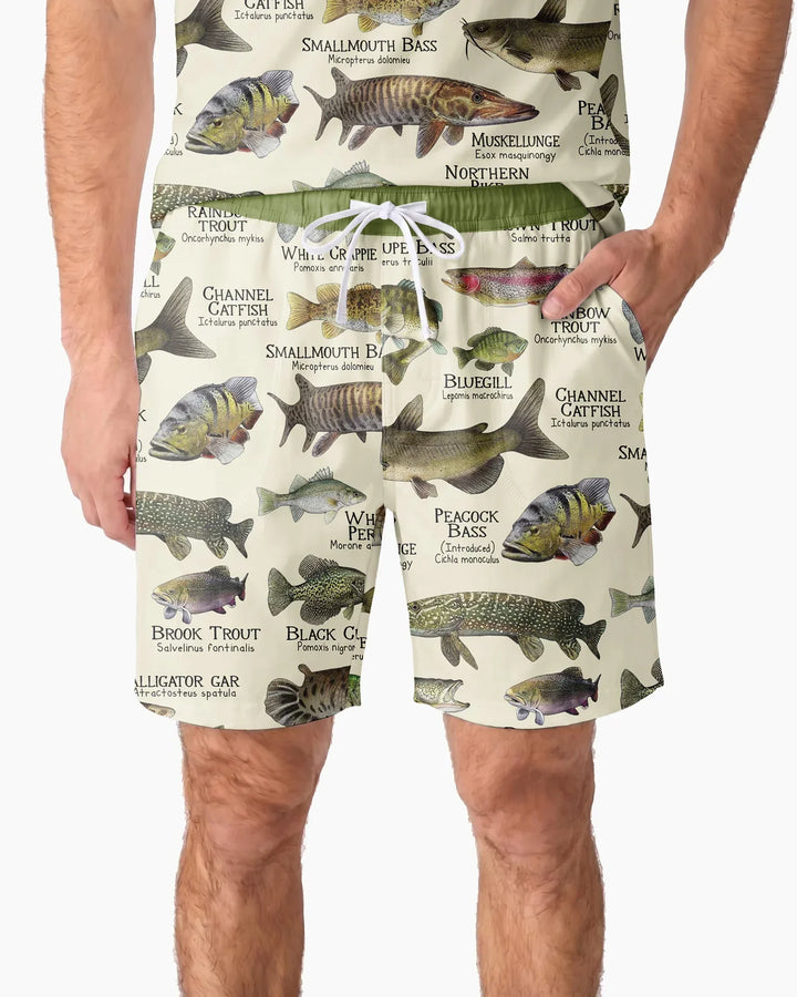 Fish Of America Bamboo Men Short Sleeve Short Pajama Set