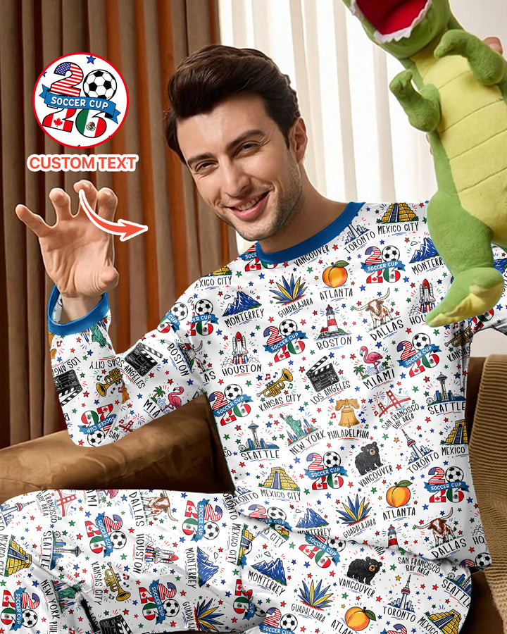 2026 Soccer Cup Host Citties Bamboo Men's Pajama Set
