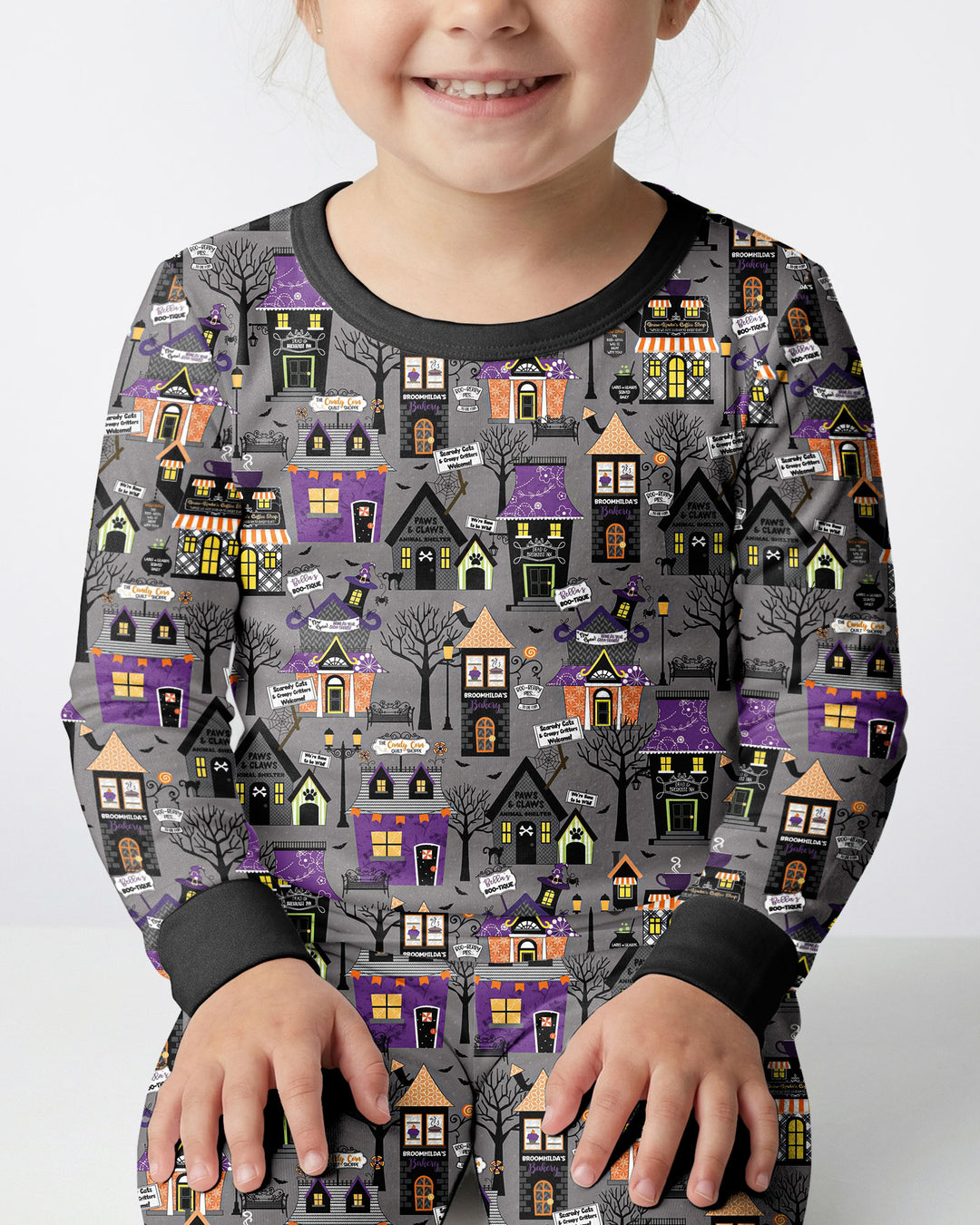Halloween Hometown Bamboo Two Piece Long Sleeve Pajama Set