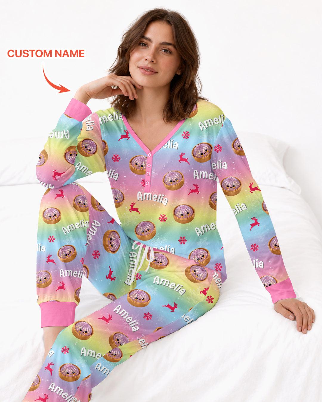 Christmas Cutie Dumpling Bamboo Women Pajama Set