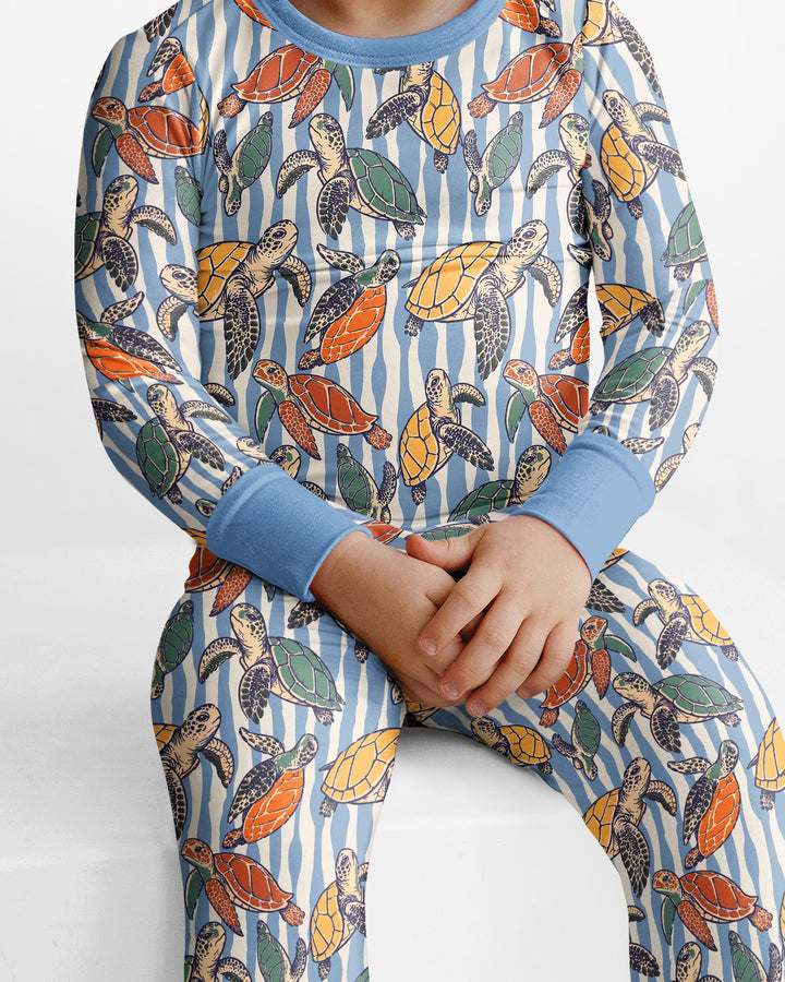 Turtle Bay Family Matching Bamboo Two Piece Long Sleeve Pajama Set